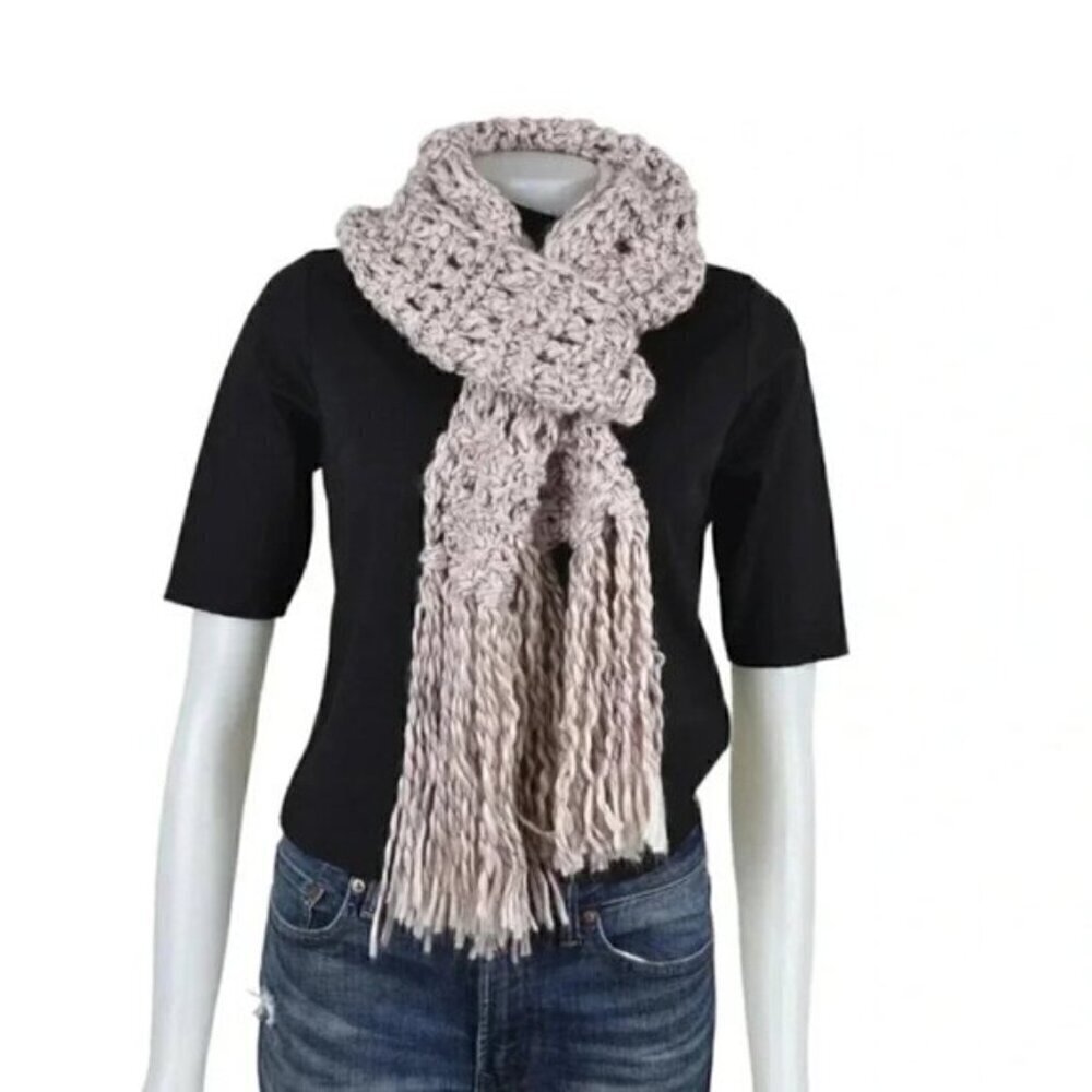 NWT American Eagle Handknit Scarf Loose Knit Pink Grey